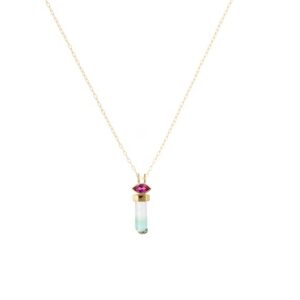 Celine Daoust_Protection and Believes Tourmaline pencil & marquise Chain Necklace_pink